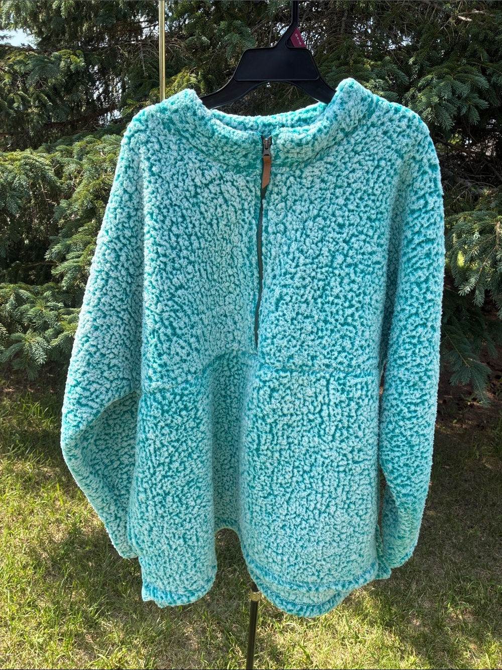 Cozy Teal Sherpa Like Quarter-Zip Pullover Time and Tru sz 2X 20W 22W